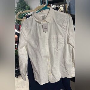 J. Crew womens Classic Cotton Button-Up Shirt — White